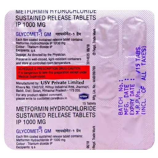 glycomet 1gm tablet 15's